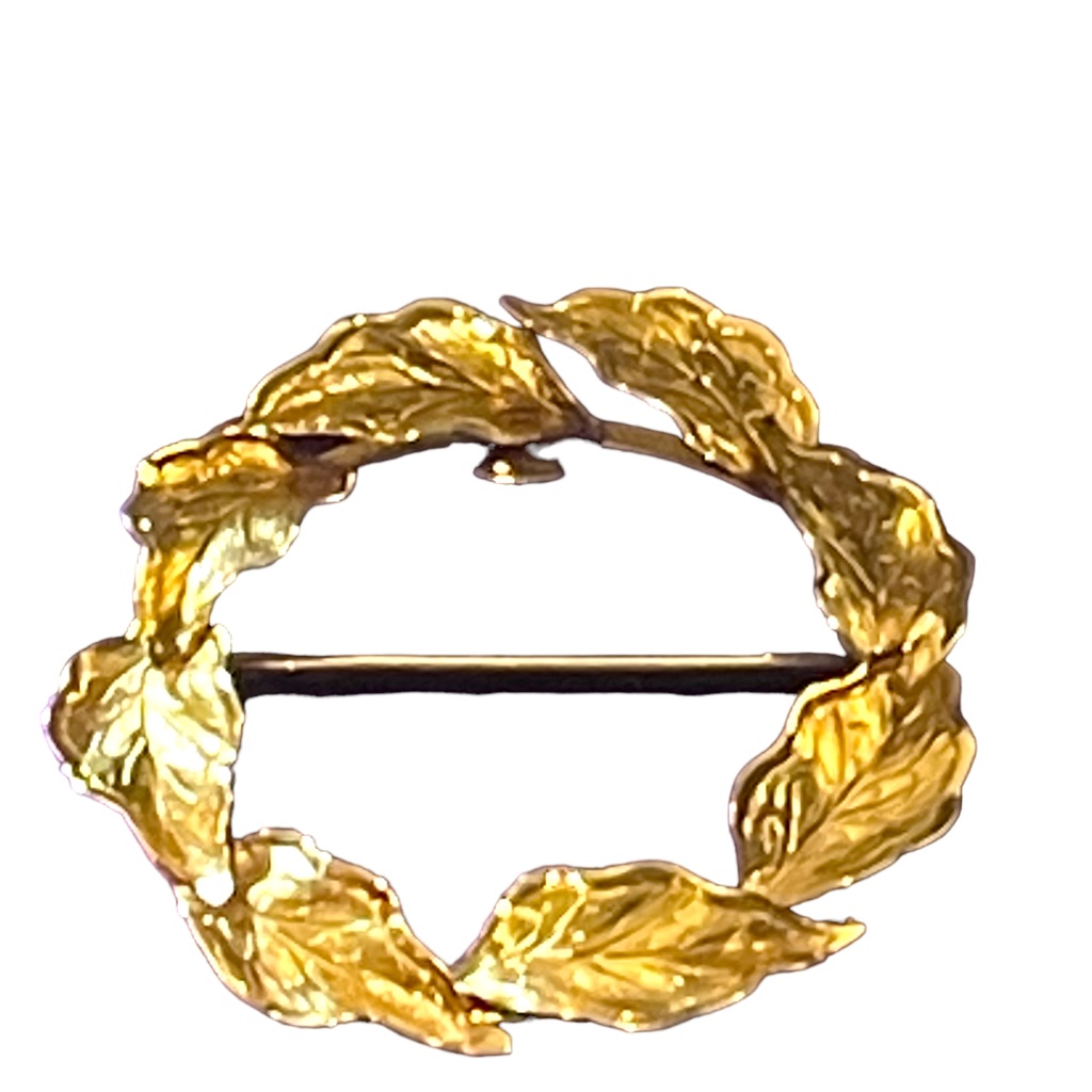 Vintage Wells 14k Gold Filled Leaf Wreath Brooch